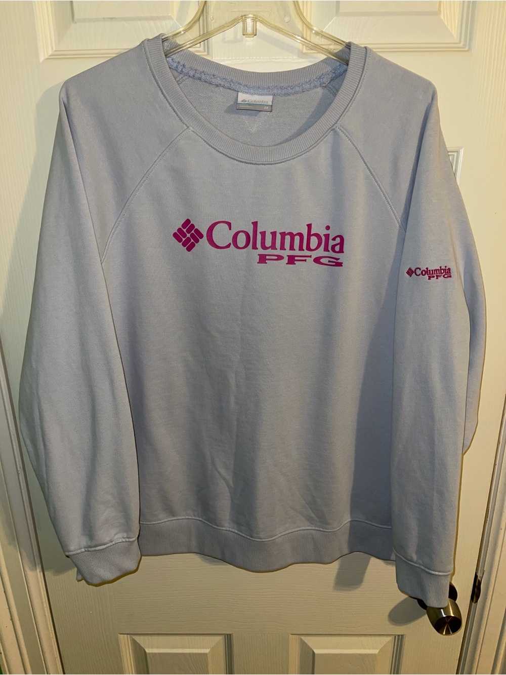 Columbia Women Light Blue Crewneck Sweatshirt - 2X